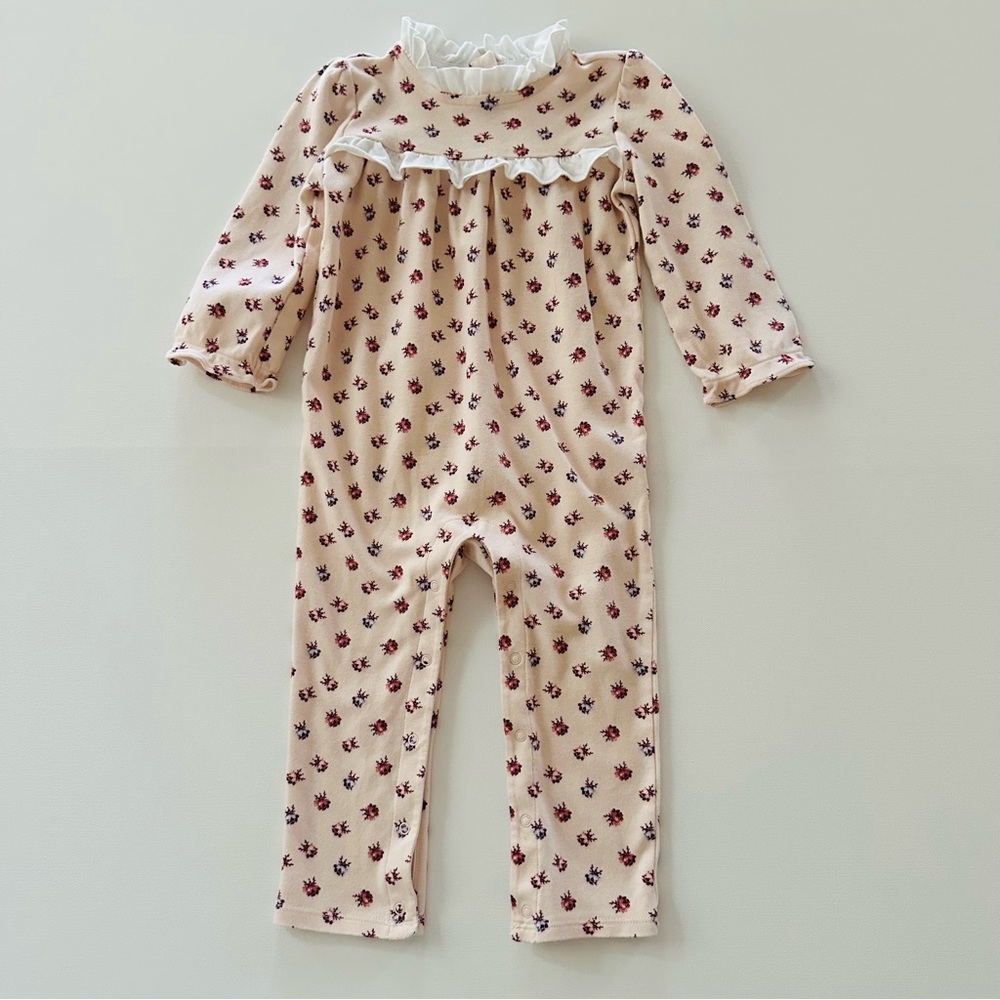 Janie and Jack 18-24 Months Baby Girl Pink Floral Ruffle Romper Jumpsuit